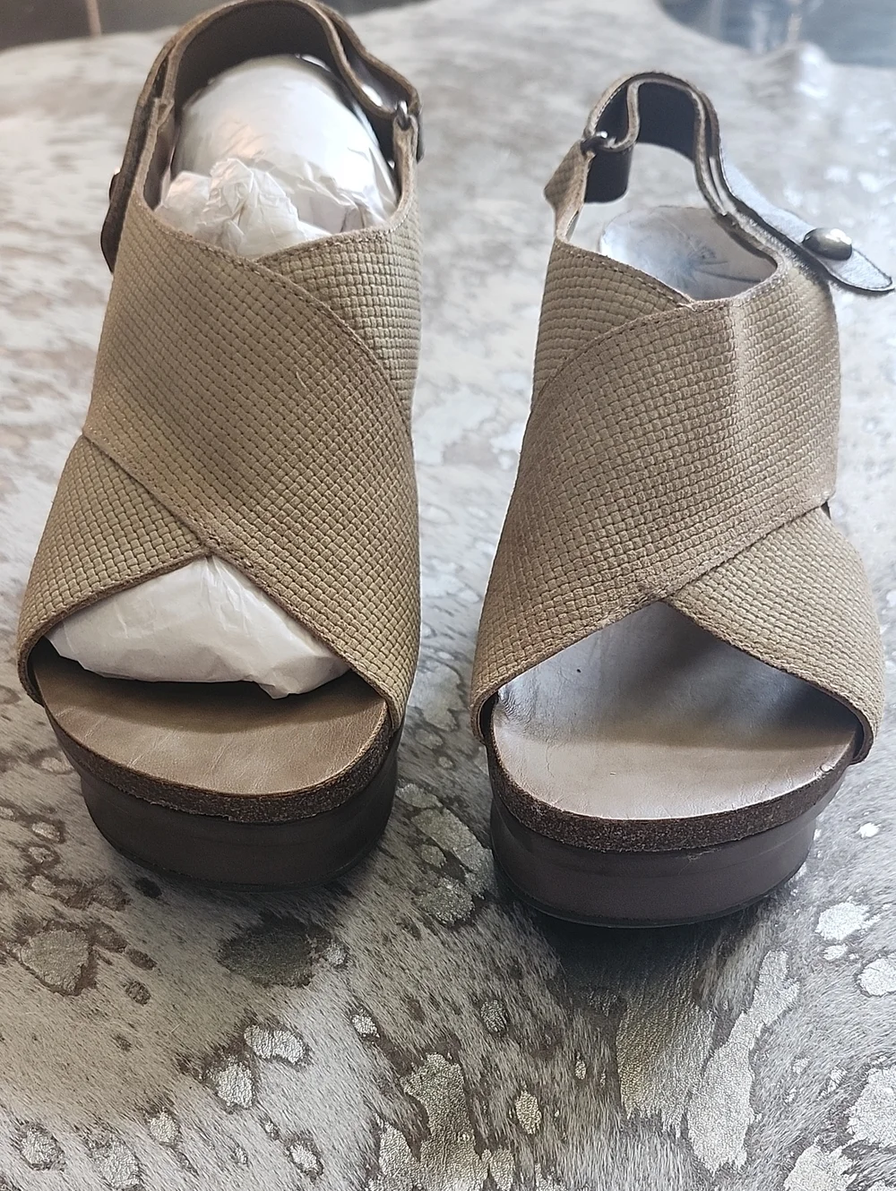 OTBT Blue Hill Tan Wedge Platform Sandal Sz8 Leather